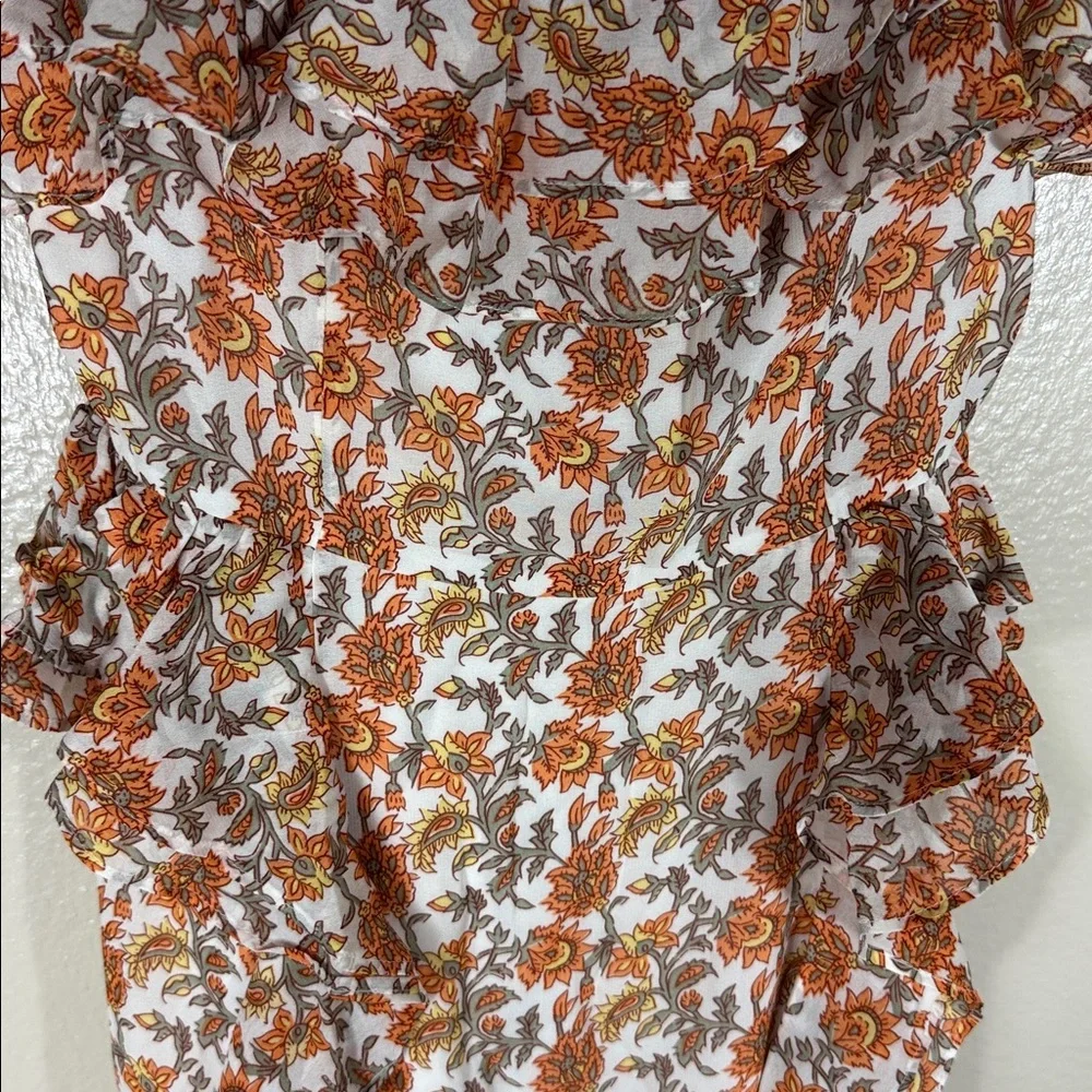 J. Crew Collection Cascading Ruffle Dress in Sunset Rose Block Print Chiffon